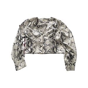 Dance&Marvel Satin Snakeskin Longsleeve Top (Size Large)